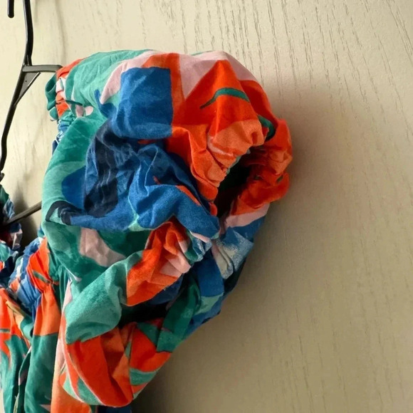 Zara Floral Belted Midi Dress with Buttons and Pockets and Puff Sleeves Size S - Picture 8 of 11